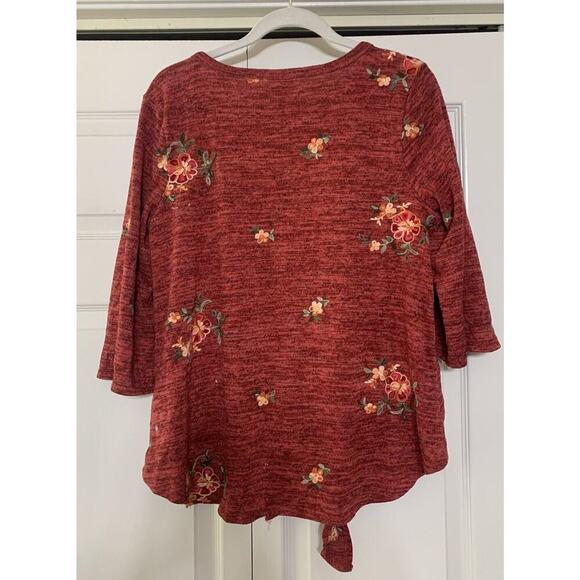 Fig & Flower By Anthropologie Boho Flower Embroidered Tie Front Cardigan 1X (E16 - Picture 5 of 7